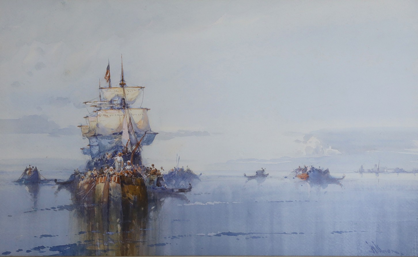 William Knox (1862-1925), watercolour and gouache, Off Venice, signed, 29 x 48cm